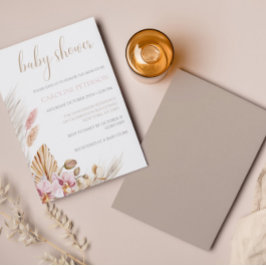 バジェットボホベイビーシャワーパンパスグラスフローラ 招待状