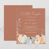 バジェットボホベイビーシャワーリトルカボチャ招待状 (正面/裏面)