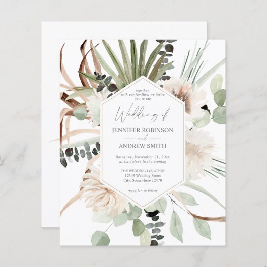 バジェットボホユーカリプトゥスパームリーフ&フローラ結婚ズ (正面/裏面)