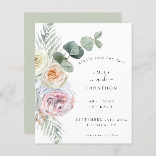 バジェットボホユーカリ結婚花模様の救日付 (正面/裏面)