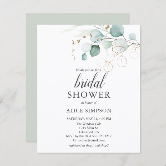 バジェットボホユーカリ葉ブライダルシャワー (正面/裏面)