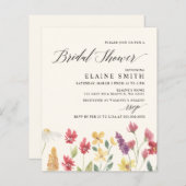 バジェットボホワイルドフラワーズブライダルシャワー招待状 (正面/裏面)