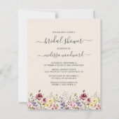 バジェットボホワイルドフラワーズブライダルシャワー招待 (正面)