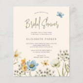 バジェットボホワイルドフラワーブライダルシャワー招待 (正面)