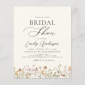 バジェットボホワイルドフラワーブライダルシャワー招待 (正面)