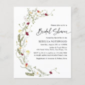 バジェットボホワイルドフラワーブライダルシャワー招待 (正面)