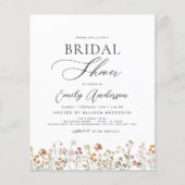 バジェットボホワイルドフラワーブライダルシャワー招待 (正面)
