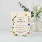 バジェットボホワイルドフラワーベビーシャワー招待状 (スタンド正面)