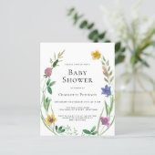 バジェットボホワイルドフラワーベビーシャワー招待状 (スタンド正面)