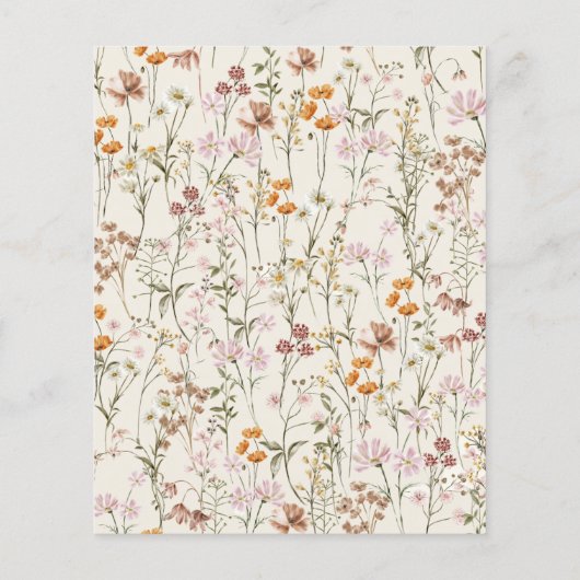 バジェットボホワイルドフラワー庭園の結婚式招待状 (裏面)