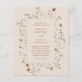 バジェットボホワイルドフラワー結婚式招待状 (正面)
