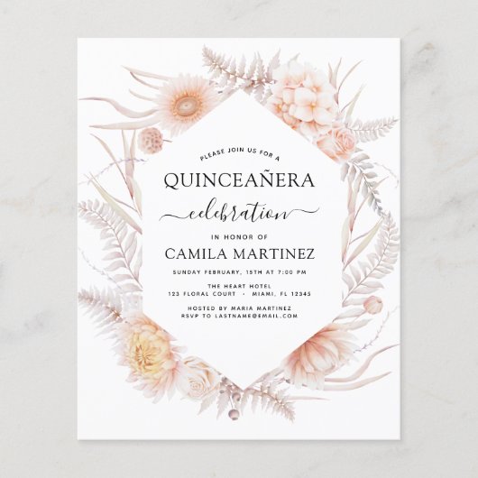 バジェットボホーキンセアニラダスティピンク15誕生日 チラシ (正面)