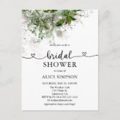 バジェットボホーグリーンリーハートスクリプトブライダルシャワー インビテーションポストカード (正面)