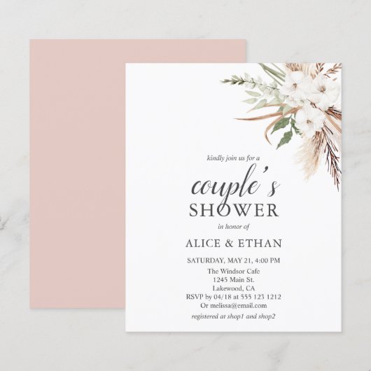 バジェットボホーグリーンリーパンプーグラスカップルシャワー (正面/裏面)