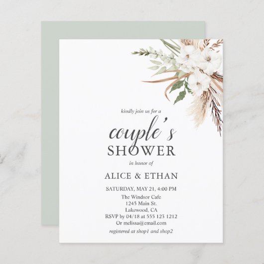 バジェットボホーグリーンリーパンプーグラスカップルシャワー (正面/裏面)