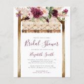 バジェットボホーグリーンリー赤面ブライダルシャワー招待状 (正面)