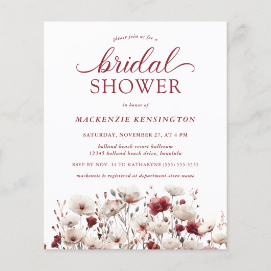 バジェットボホーサマー秋ワイルドフラワーブライダルシャワー (正面)