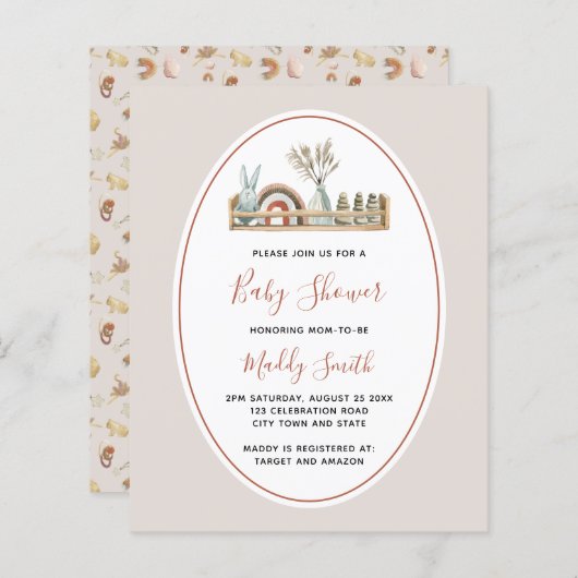 バジェットボホートイズテラコッタレインボーベビーシャワー (正面/裏面)