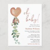 バジェットボホーバルーングリーンリーベビーシャワー招待状 (正面)