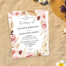 バジェットボホーピンク&ベージュフローラパンパ結婚ス