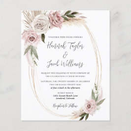 バジェットボホーフローラパンパスグラス結婚式招待状