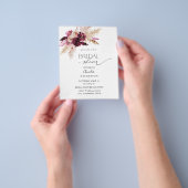 バジェットボホーブルガンディ&ピンクフローラブライダルシャワー チラシ (手)