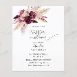 バジェットボホーブルガンディ&ピンクフローラブライダルシャワー チラシ