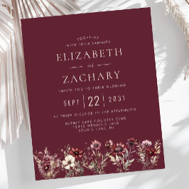 バジェットボホーブルゴーニュ山花結婚式の招待