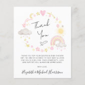 バジェットボホーベビーガールシャワーサンキューカード (正面)