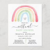 バジェットボホーレインボーバーチャルベビーシャワー招待状 (正面)