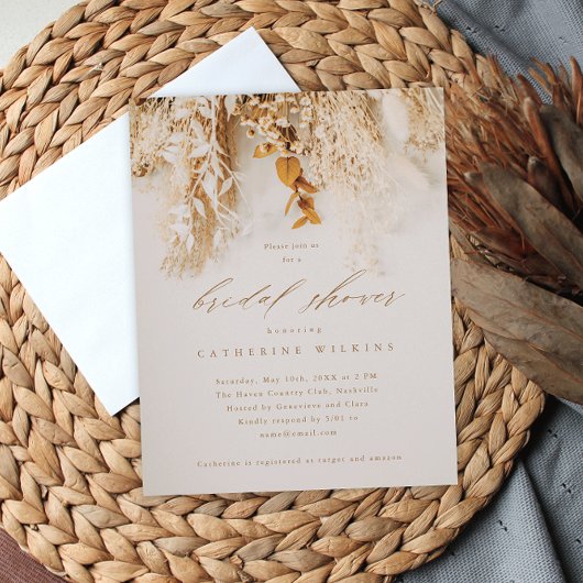 バジェットボホ秋フラワーズブライダルシャワー招待