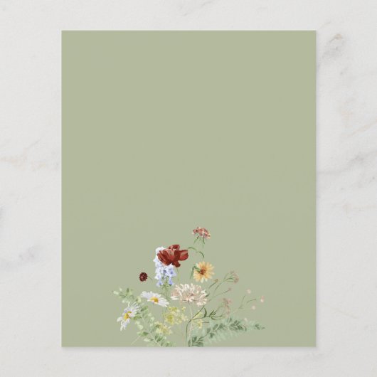 バジェットボホ花模様ベビーシャワー招待状 (裏面)