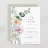 バジェットボホ花模様ユーカリ結婚式招待状 (正面/裏面)