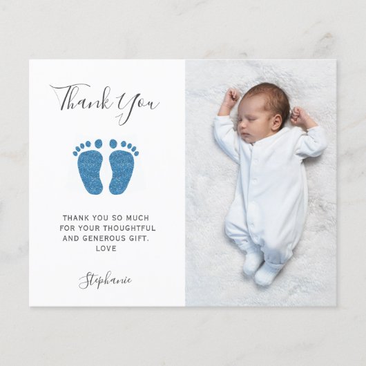 バジェットボーイの赤ちゃんシャワー写真サンキューカード (正面)