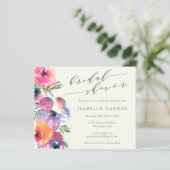 バジェットボーホウォーターカラーフラワーブライダルシャワー招待状 (スタンド正面)