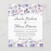 バジェットボーホウォーター色フローラ結婚式招待状 (正面)