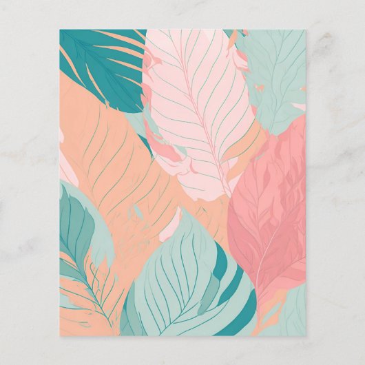 バジェットボーホコーラルティール(緑がかった色)葉ズピクニックベイビーシャワー (裏面)