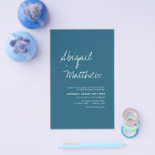 バジェットボーホダークティール(緑がかった色)写真結婚式招待状 チラシ (シングル)