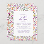 バジェットボーホバイシクルフローラブライダルシャワー招待状 (正面/裏面)
