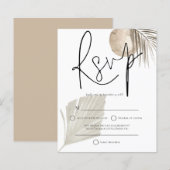 バジェットボーホパンパスグラスファンウェディングRSVP (正面/裏面)