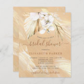 バジェットボーホパンパスグラスブライダルシャワー招待 (正面/裏面)