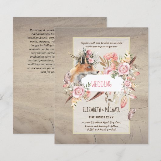 バジェットボーホーウッドランドキツネ結婚フローラモダン (正面/裏面)
