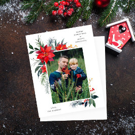 バジェットポインセチアフレームVフォトホリデー