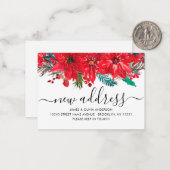 バジェットポインセチア新しい住所ホリディムービングカード ノートカード (正面/裏面インサイチュ)