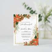 バジェットポインセチア金ゴールド結婚式招待状 (スタンド正面)
