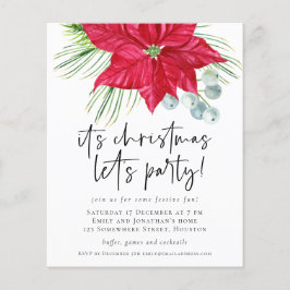 バジェットポインセティアクリスマスレットパーティー招待状