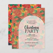 バジェットポインセティアスクリスマスパーティの招待状 (正面/裏面)