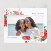 バジェットポインセティアスパインコーン写真ホリデーカード (正面)