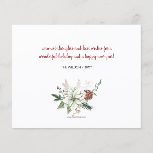 バジェットポインセティアパインウェイブムーバルホリデーカード (裏面)