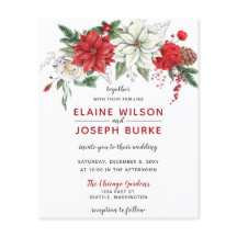 バジェットポインセティアパインコーン結婚式招待状